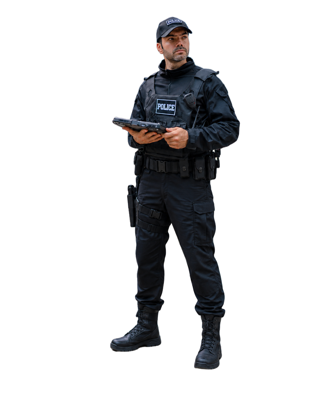 Police officer with tablet