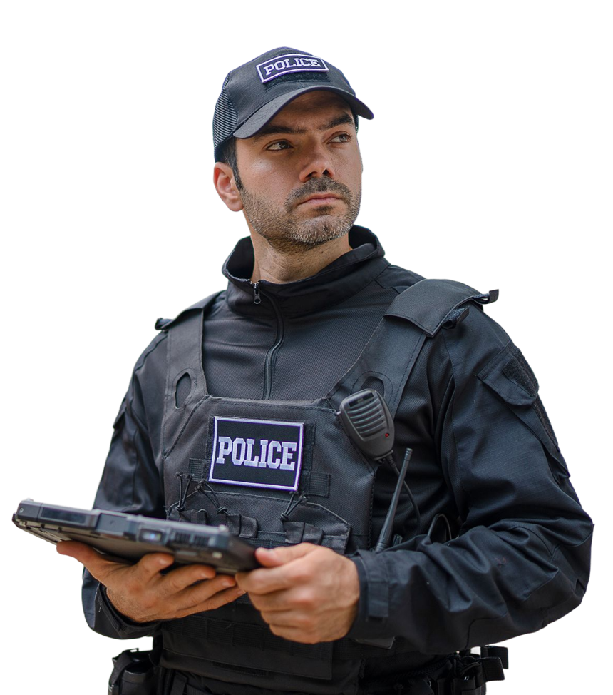 Police officer with tablet